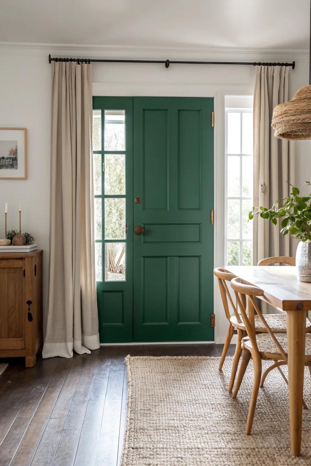 Add a splash of personality with a bold accent door that stands out.