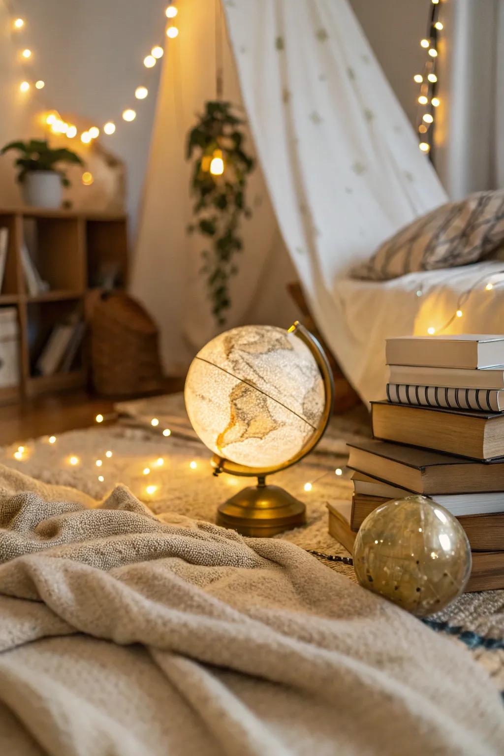 Elevate your dorm's style with charming globe lights. ✨ #GlobeLights #DormStyle