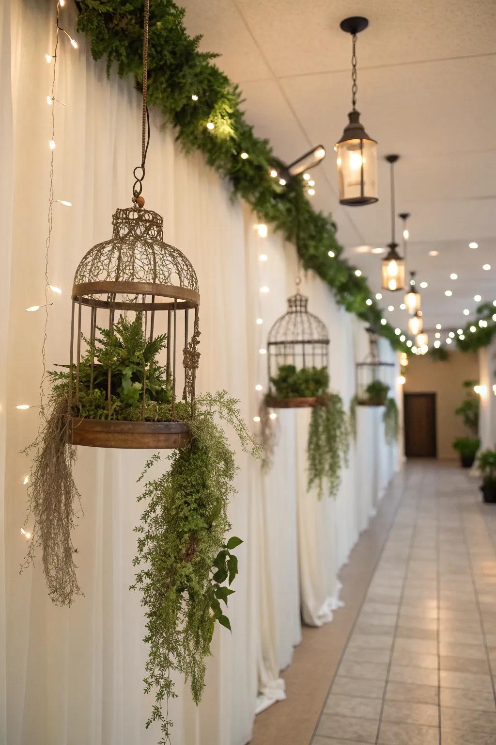 Create vertical magic with hanging birdcages that transform any space. #DecorIdeas #HangingDecor
