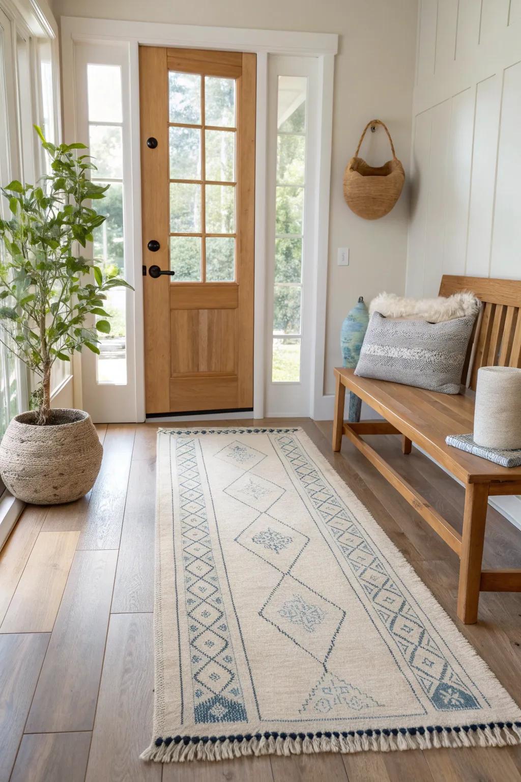 Rugs add texture and define your entryway, creating a welcoming threshold.
