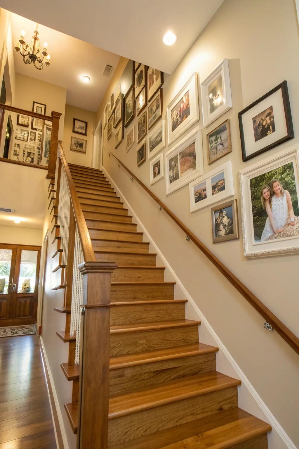 Turn your staircase into a journey of cherished memories. #StaircaseDecor #FamilyPhotos