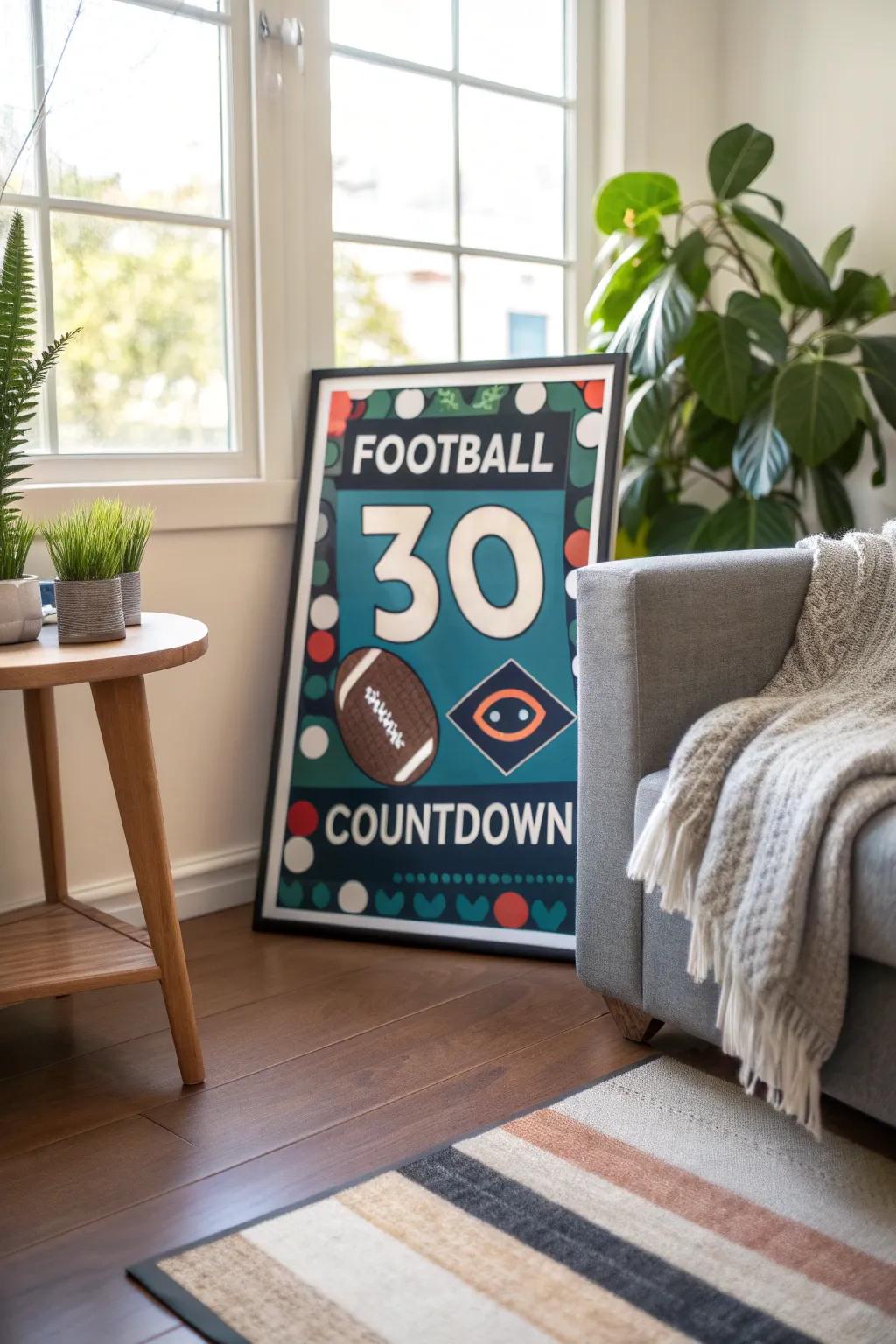 Keep the excitement alive with a countdown poster that marks the days until the big game.