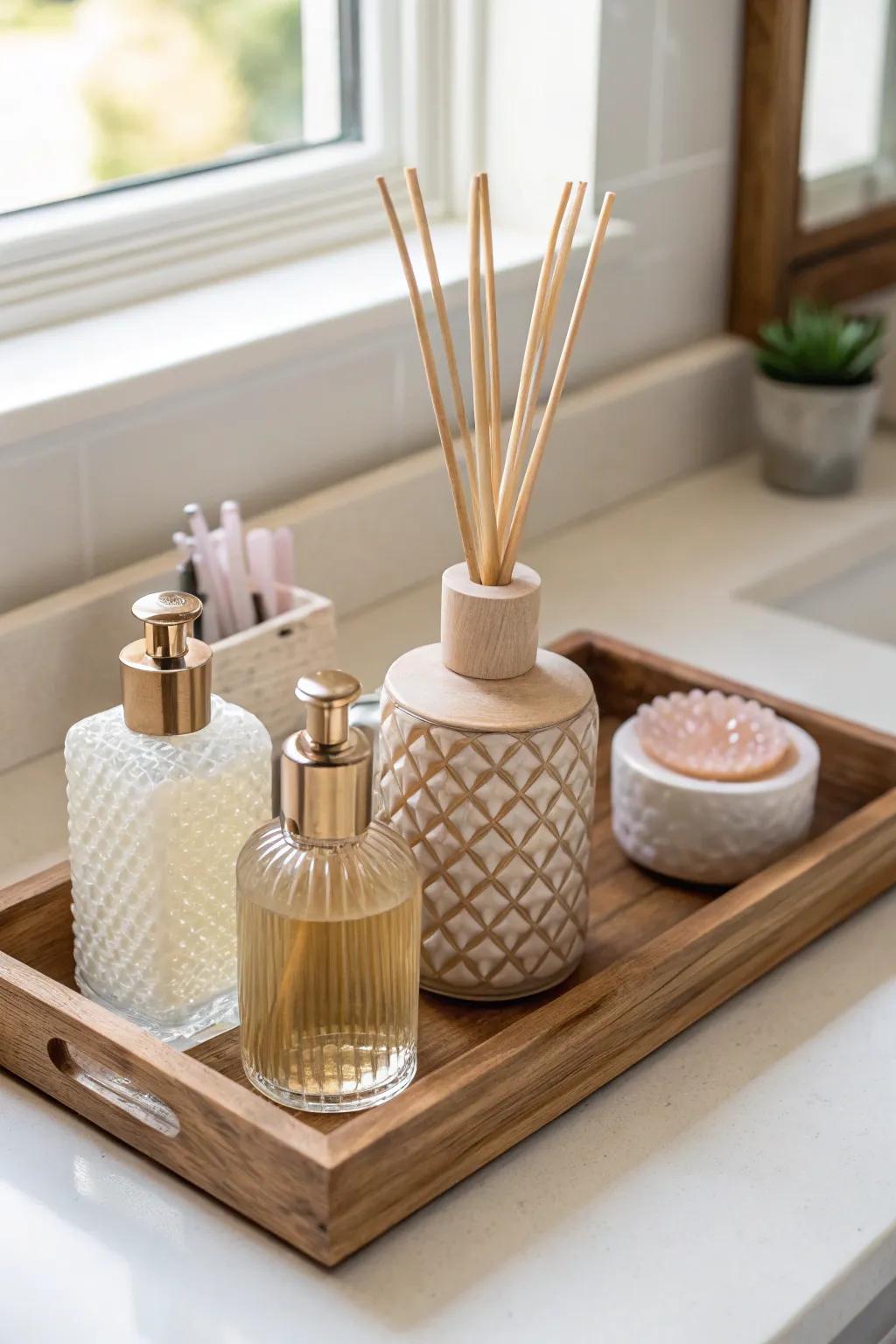 Elegance meets aroma with beautiful bottles and diffusers. #Aromatherapy #ElegantDesign