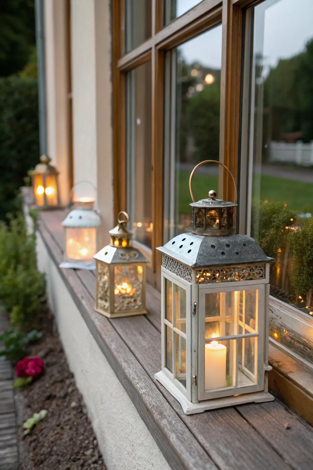 Create an enchanting glow with charming lanterns on your window sills.