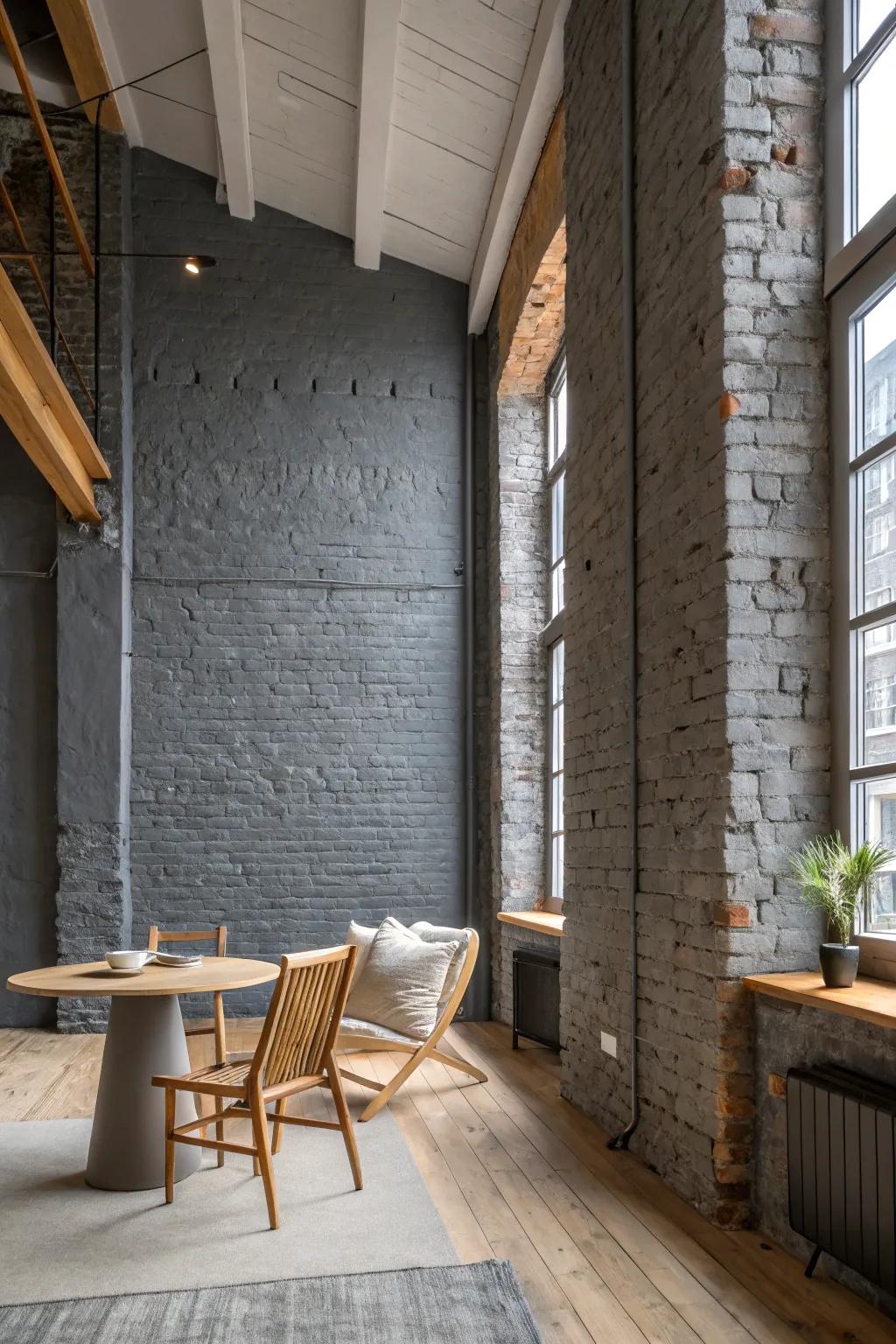 Industrial grays add a modern, urban vibe to loft spaces. #IndustrialChic #UrbanLiving