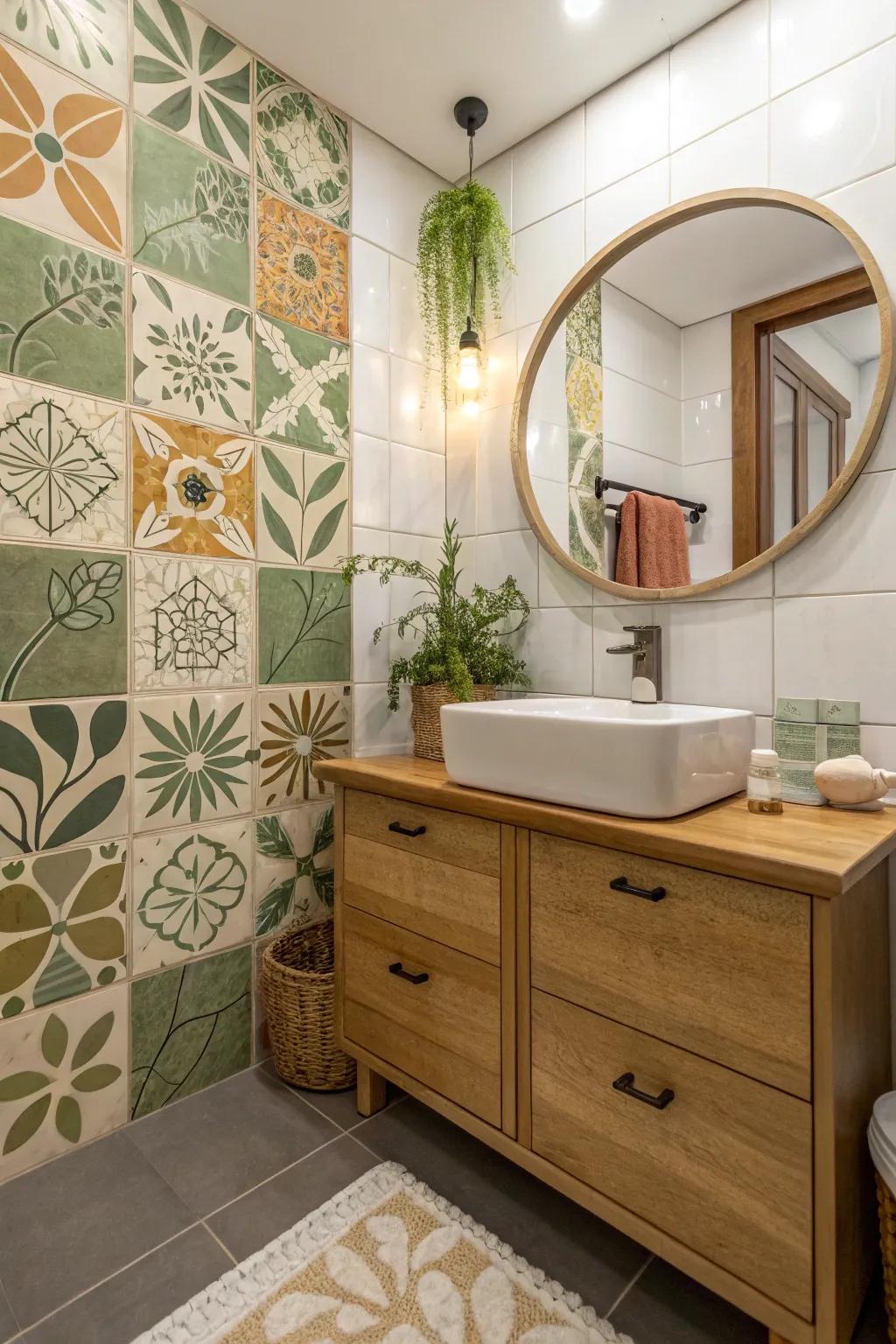 Create a peaceful oasis with nature-inspired tiles that soothe the senses.