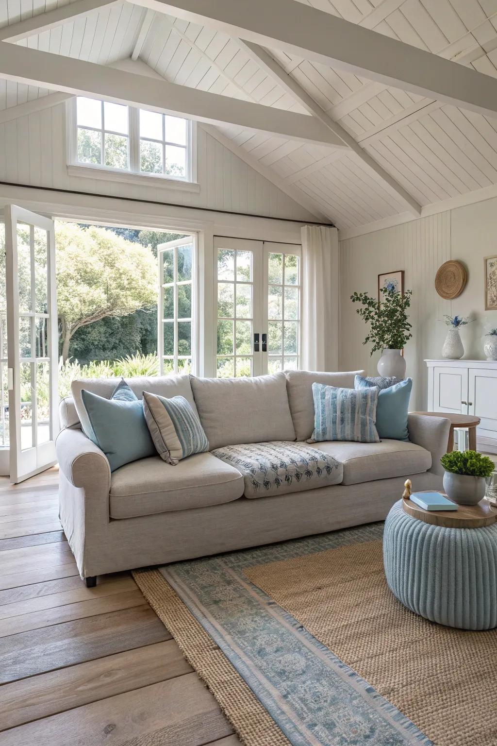 Let your living room breathe with an open layout that showcases your modern sofa beautifully.