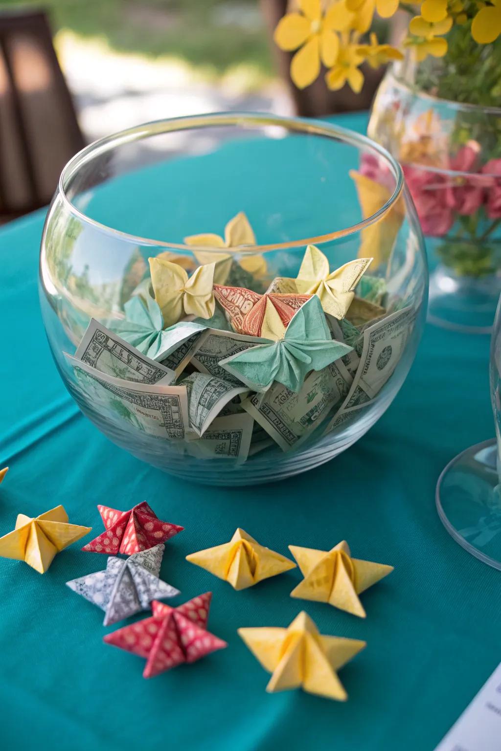 Money origami adds a unique and artistic touch to any table setting.