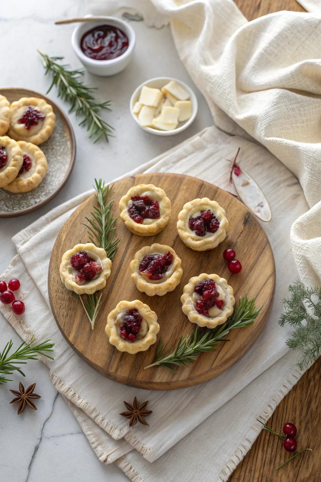 Sweet meets savory in these irresistible cranberry and brie puff pastry bites.