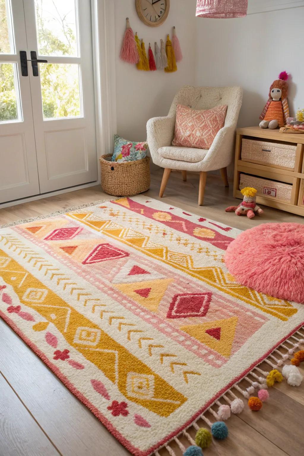 Infuse your nursery with timeless charm using a vintage-style rug that tells a story.