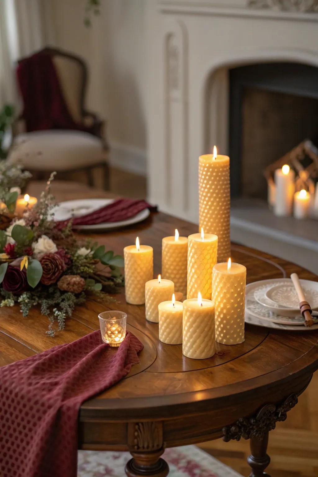 Set the mood with a candlelit table for memorable gatherings.