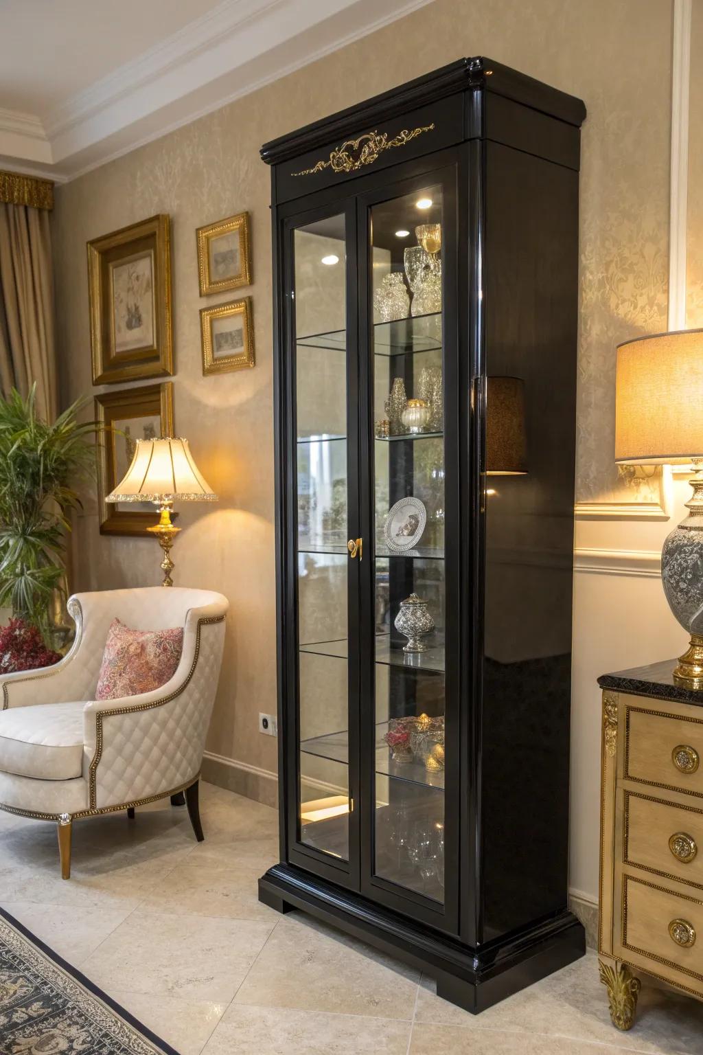 A black cabinet adds a touch of sophistication to any study or library. #BlackElegance #TimelessDesign