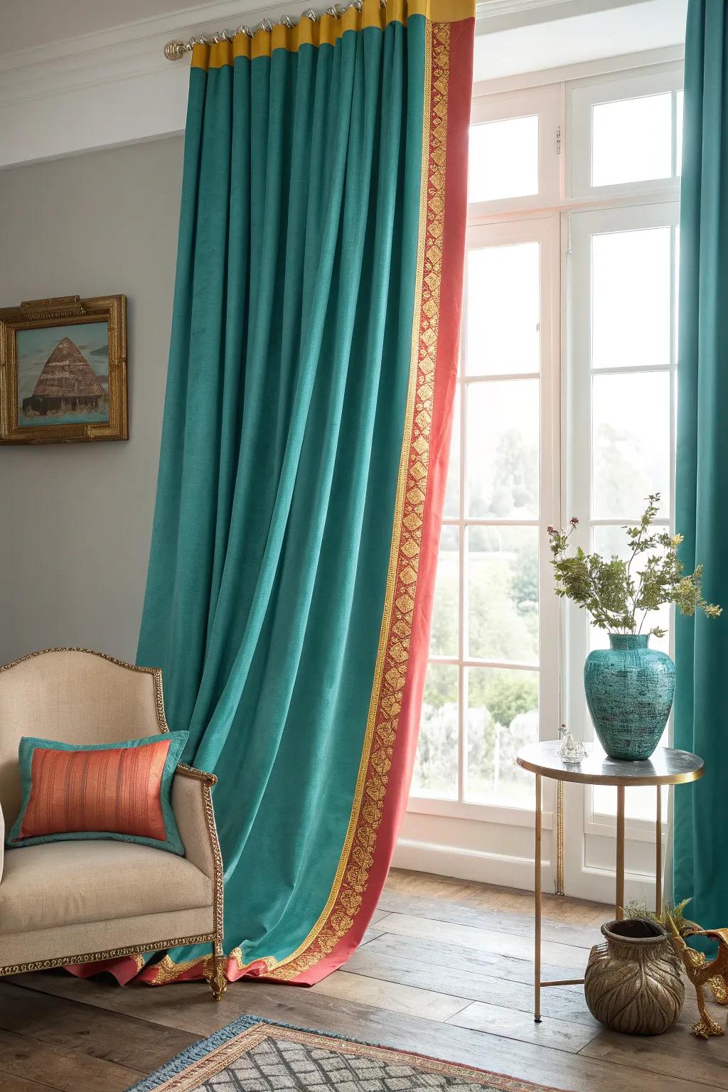 Add elegance with drapery dividers that blend luxury and function.