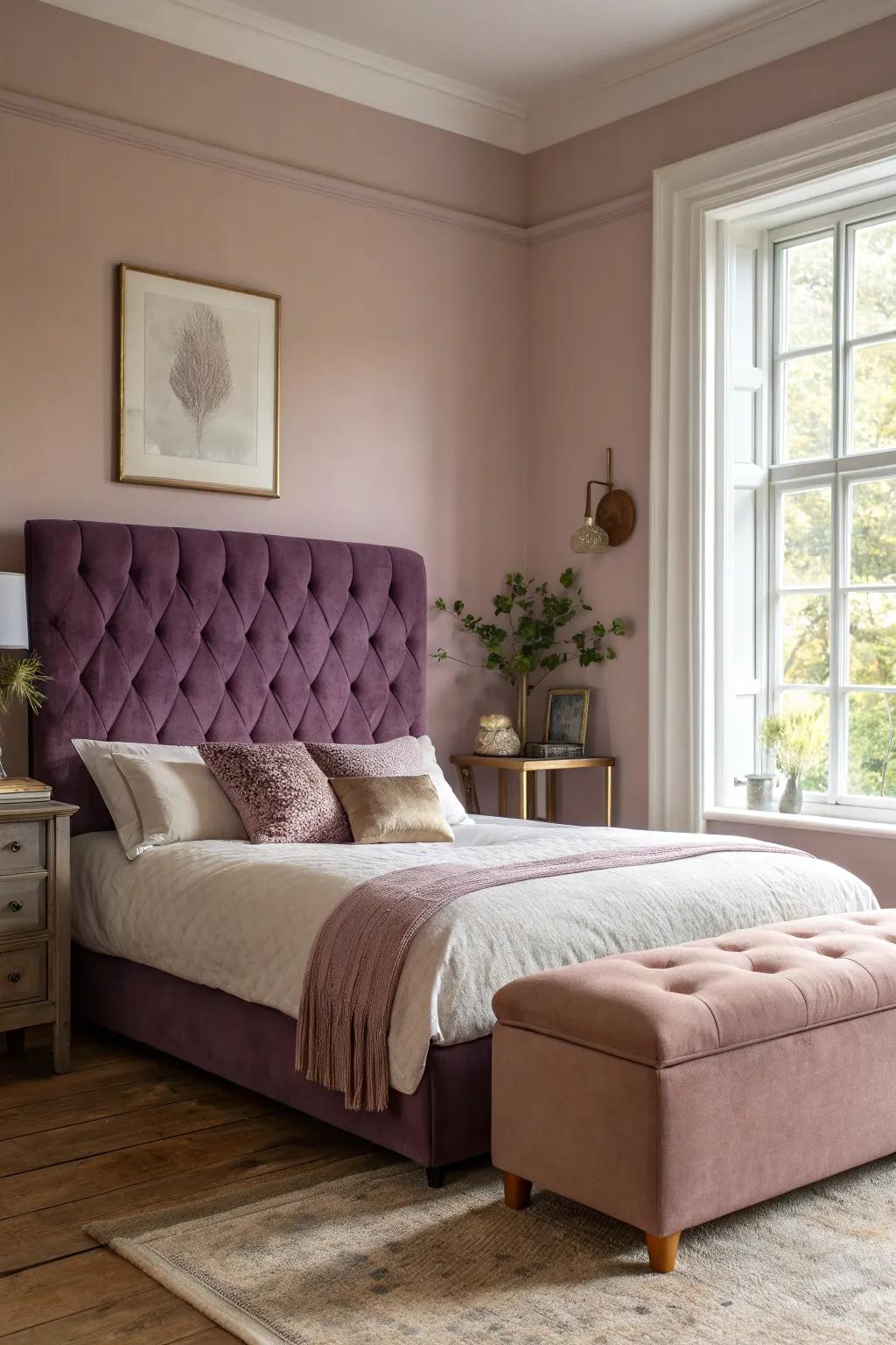 Rosy mauve and pale pink bring chic serenity to your personal sanctuary.