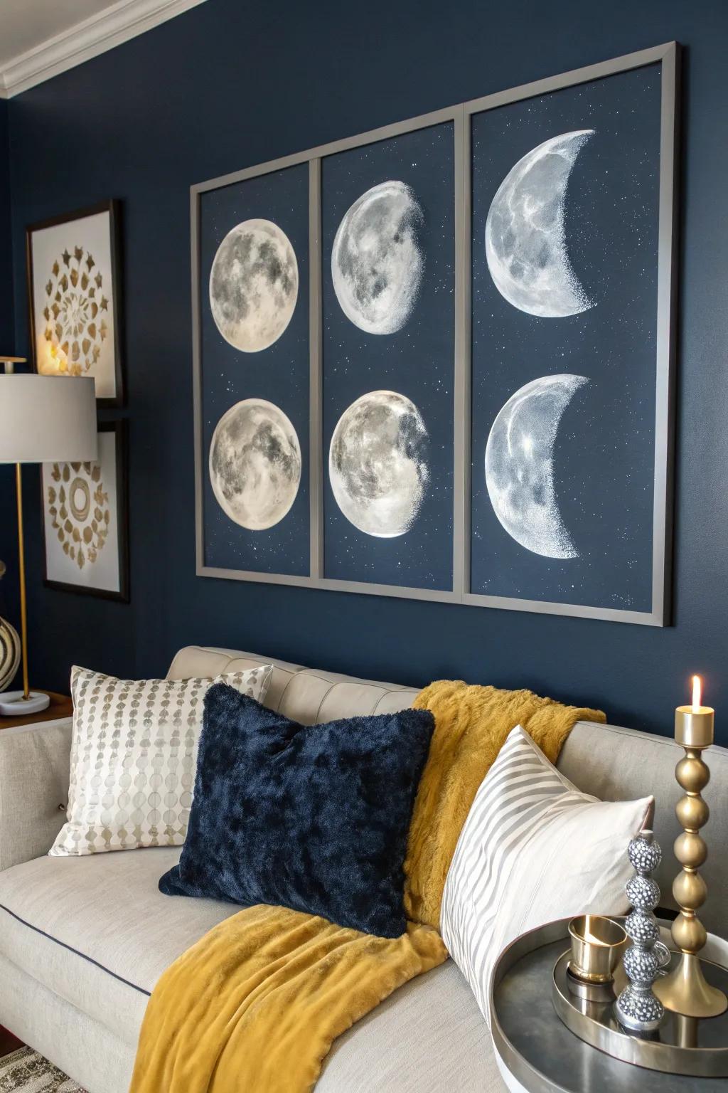 Embrace the lunar cycle with timeless moon phases art.