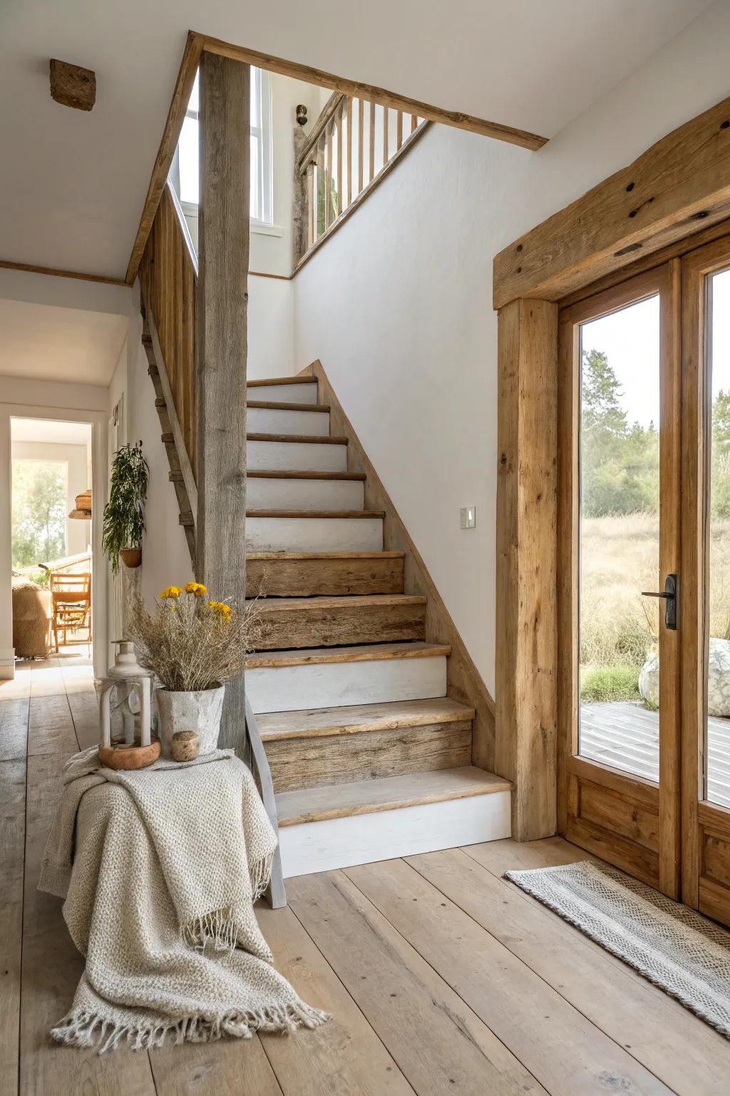 Distressed wood evokes history and character in any space.