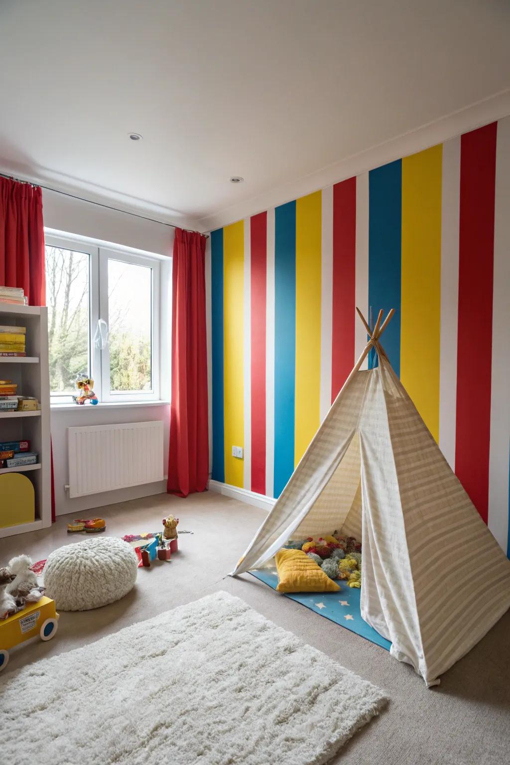 Inspire young minds with a playful mix of colors and stripes in their personal space.