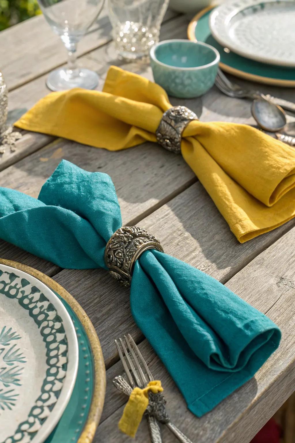 Linen napkins tied with twine add a touch of luxury to your vintage table.