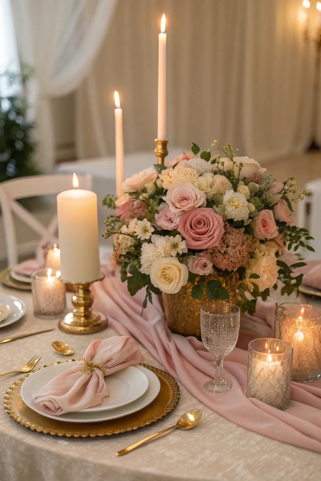 Create an intimate atmosphere with flowers and candlelight. 🕯️ #RomanticDinner #Anniversary