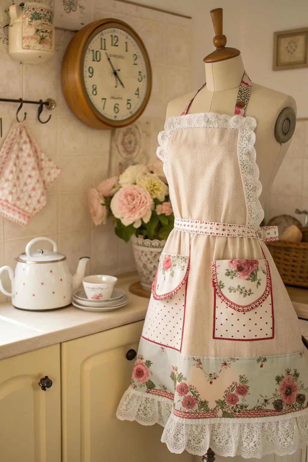 Embrace the past with a vintage-inspired apron design. #VintageCharm #RetroStyle