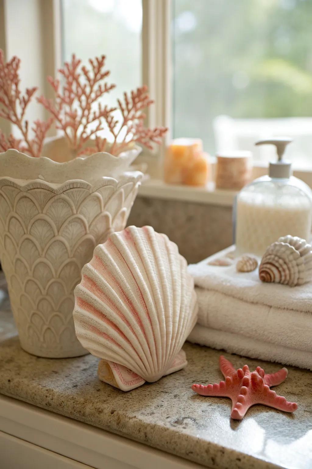 Immerse in coastal serenity with seashell vases. 🌊 #CoastalDecor #BeachVibes