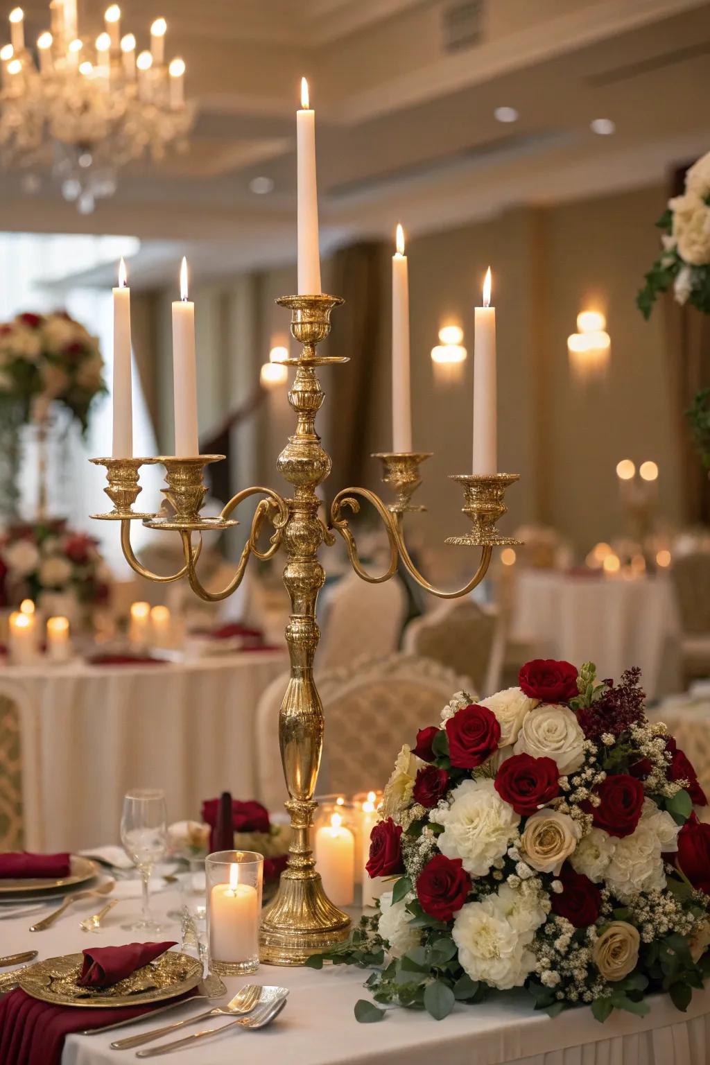 Candelabras add an unmatched elegance, making your wedding feel grand and luxurious. 💒✨ #CandelabraElegance