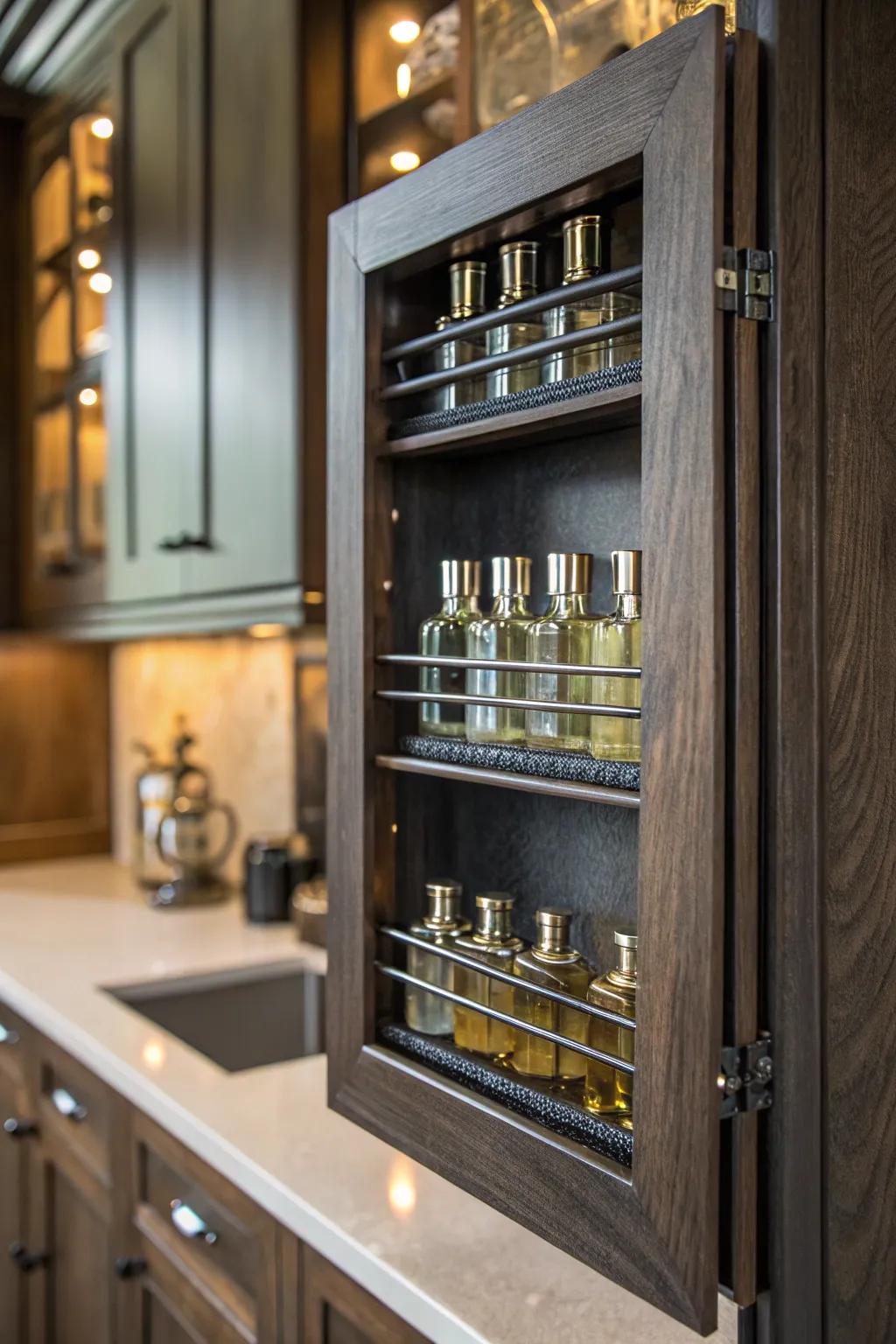 Get creative with magnetic spice racks that provide hidden storage for your colognes. 🚪 #HiddenGems #CreativeStorage