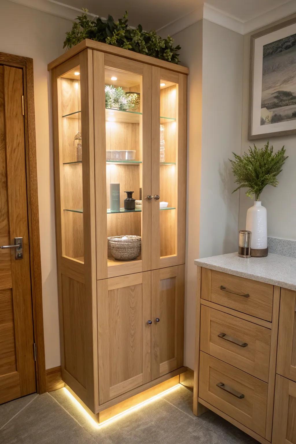 Brighten up your corners with lighting that showcases your organization. 💡 #LightUpYourLife #KitchenIdeas