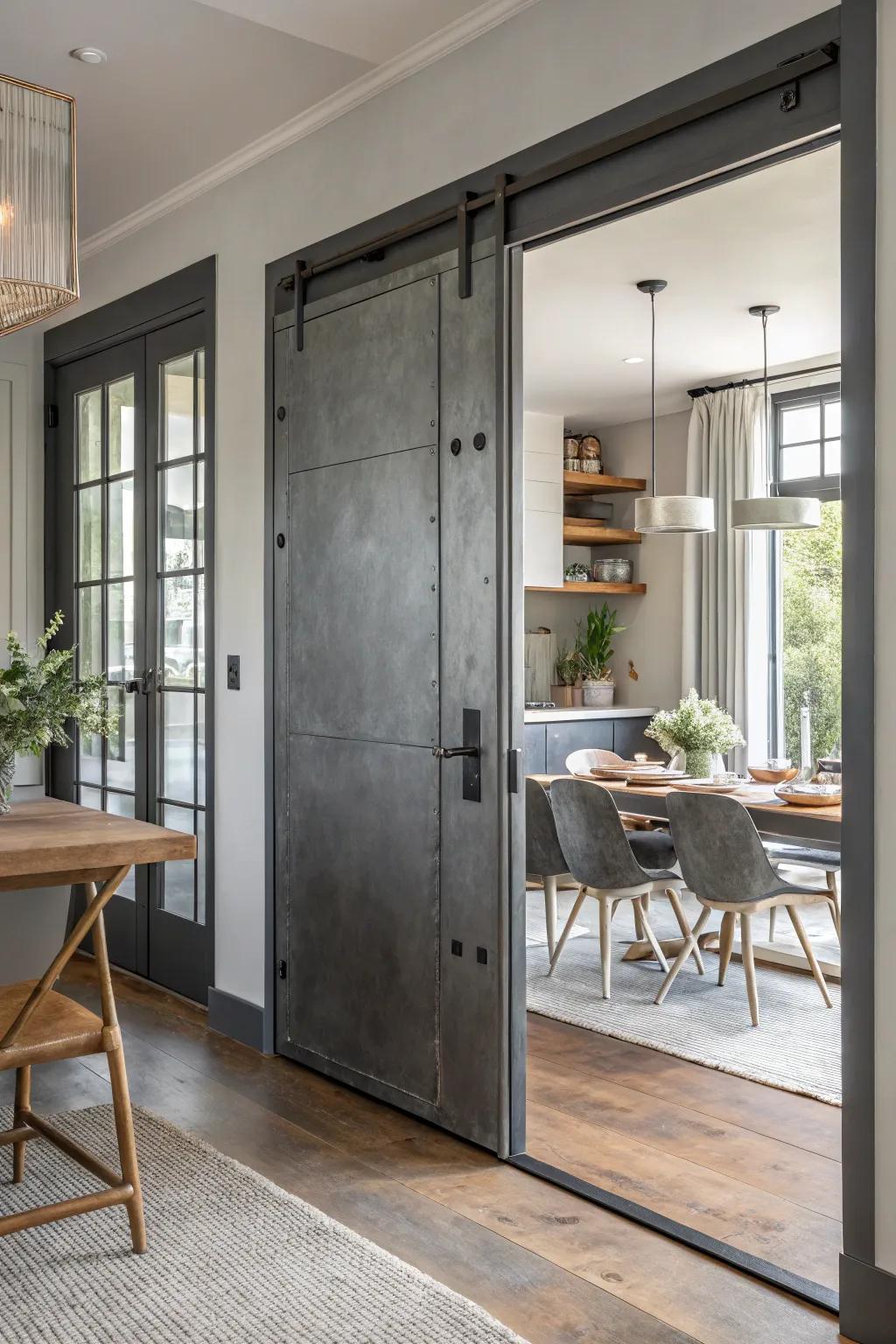 Introduce industrial charm into your home with sleek metal doors. 🏙️ #IndustrialStyle #MetalDoors