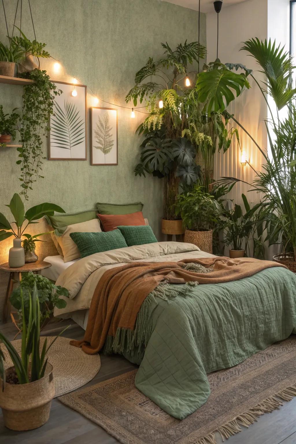 Create a plant paradise to breathe life and vibrancy into your bedroom. 🌿🌱 #PlantDecor #GreenLiving