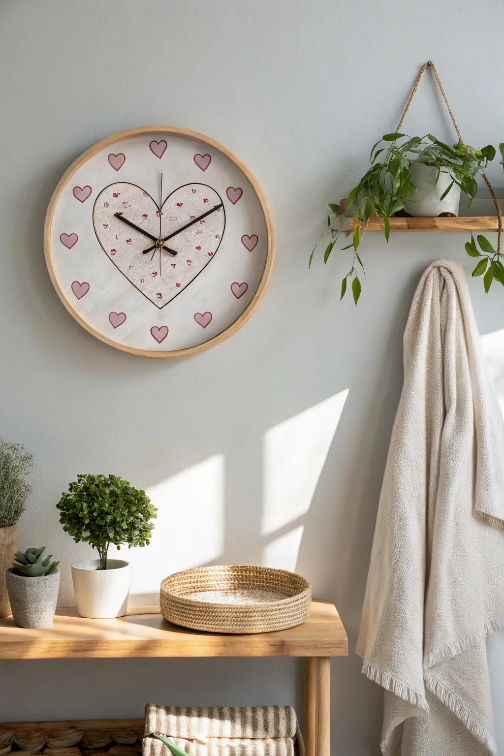 Keep time with style using a heart-shaped wall clock. #WallClock #HeartDesign #Timepiece ⏰