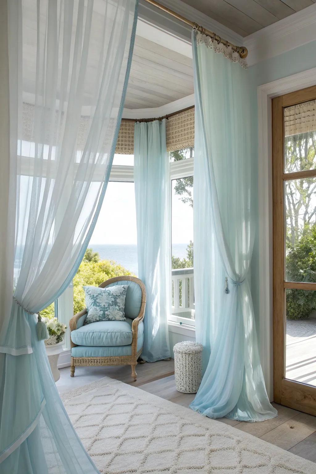 Let the light in with airy sheer curtains. ☀️ #SheerCurtains #BrightSpaces