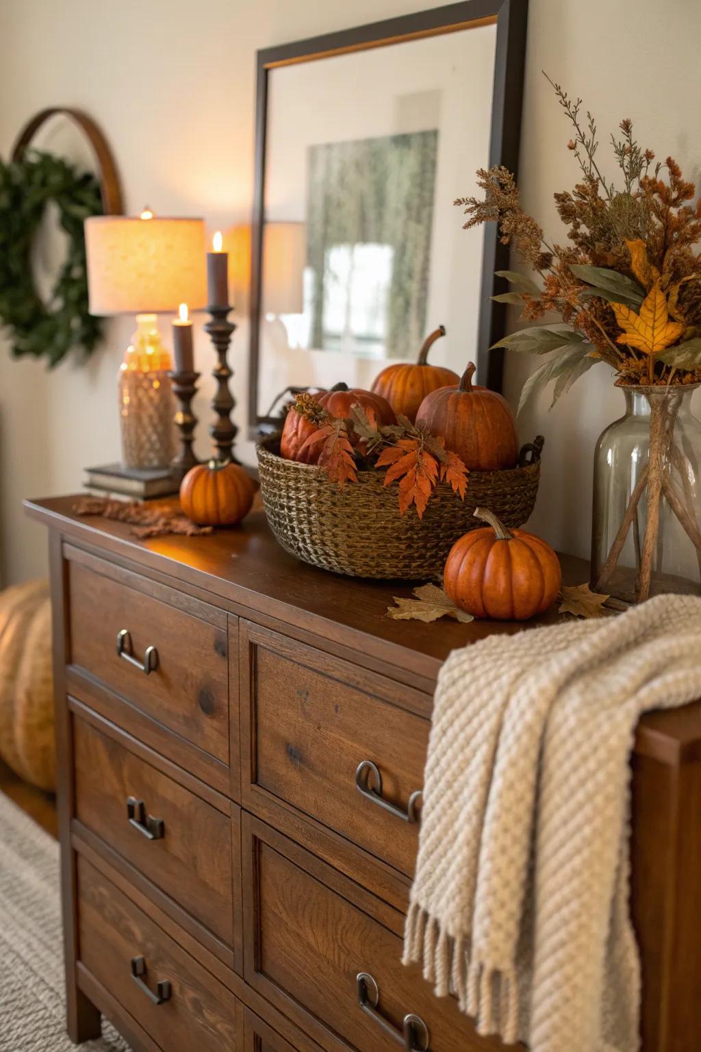 Switching decor seasonally keeps your dresser looking fresh and inspiring. 🍂 #SeasonalDecor #HomeInspiration