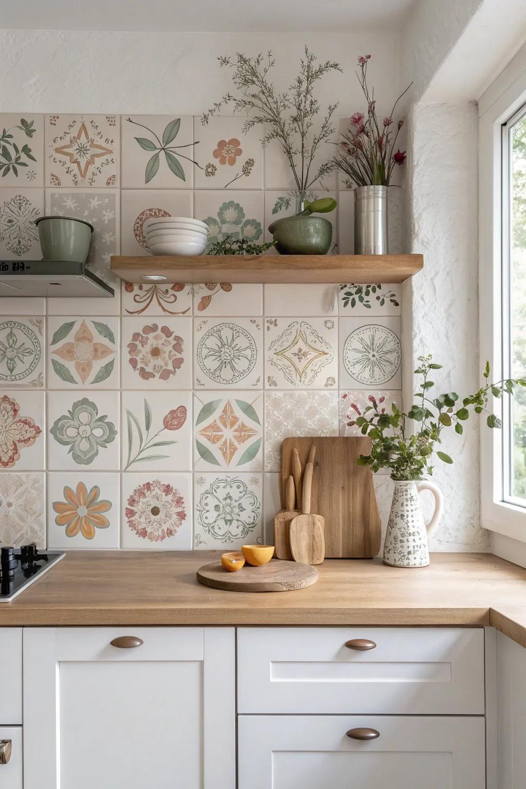Bring nostalgia and warmth to your kitchen with vintage floral tile patterns. 🌸 #VintageStyle #HomeInspiration #KitchenDesign