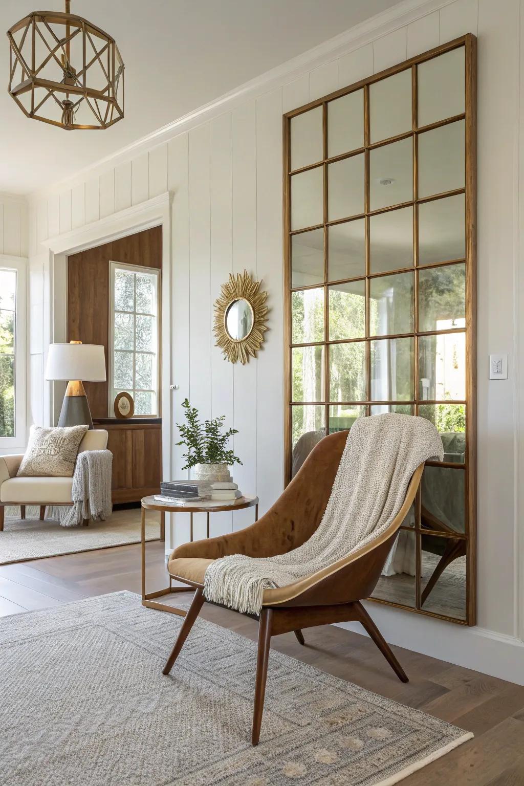 Open up your space with a mirrored accent wall that adds depth and elegance. ✨ #MirroredWall #HomeInspiration