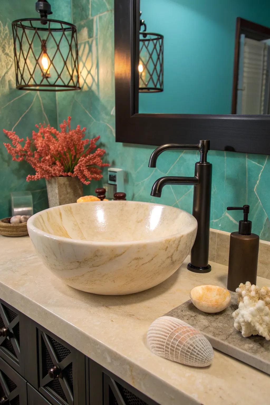 Explore the subtle elegance of onyx in minimalist designs that highlight the stone's natural allure. 🏠✨ #MinimalistDesign #OnyxElegance