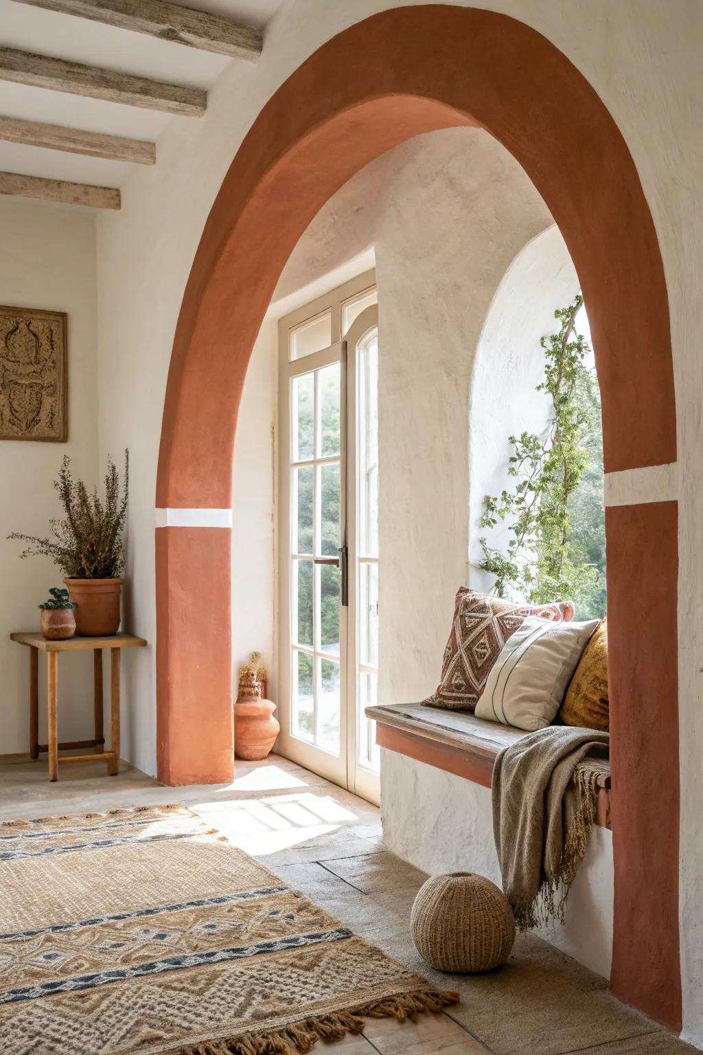 Infuse your home with bohemian charm using earthy-toned painted arches. 🌿 #BohoDecor #EarthyVibes
