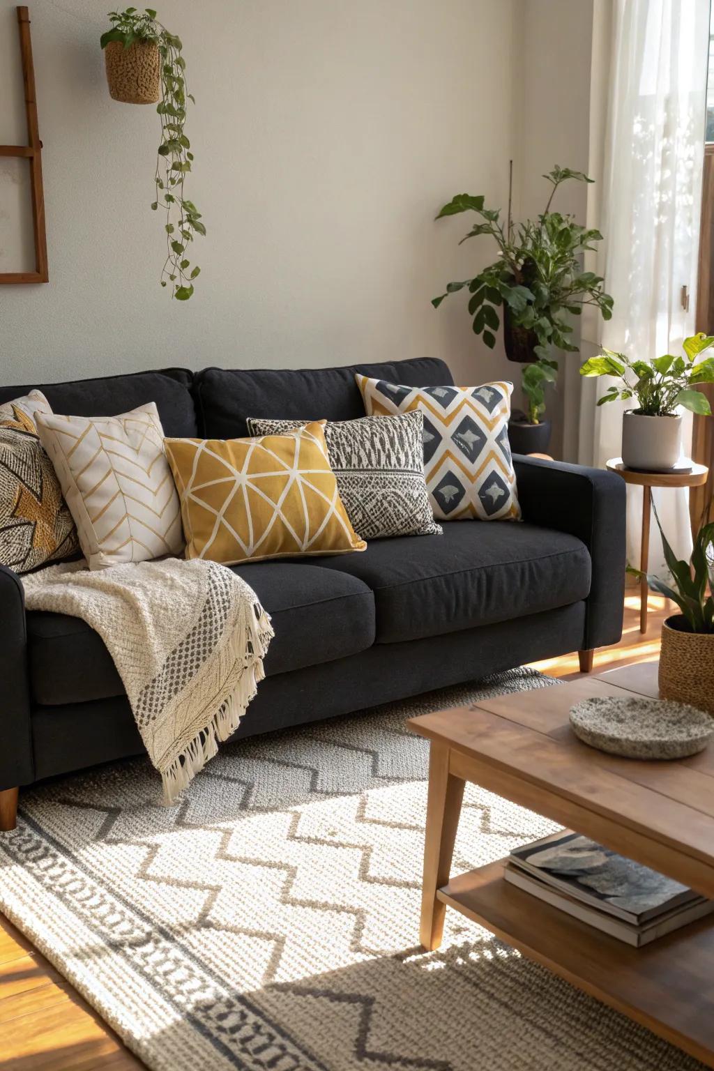 Add a touch of modern chic with geometric patterned pillows! 🔷 #GeometricDesign #ModernHome