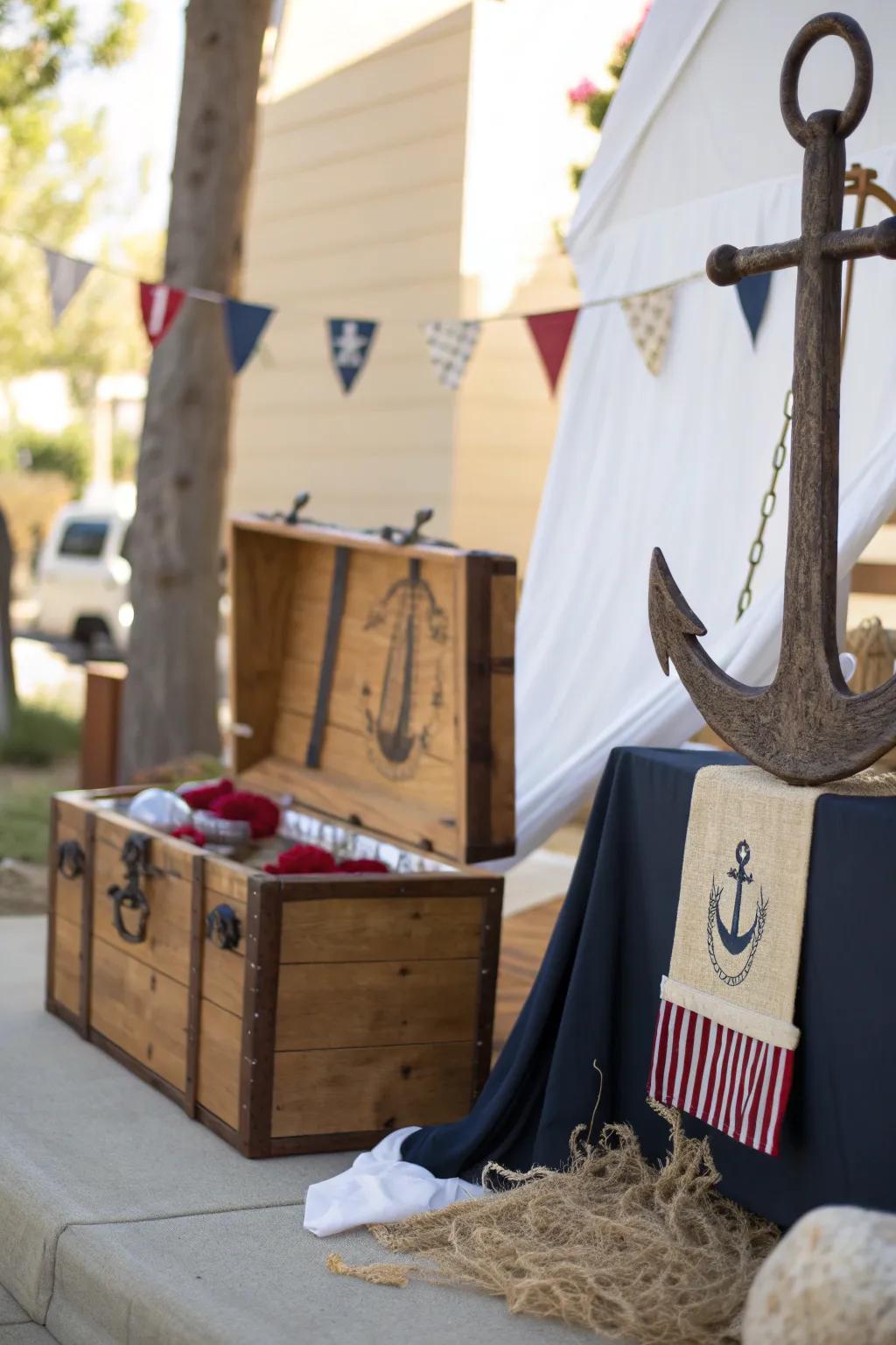 An anchor adds stability and style, making your setup feel like a true pirate ship. #AnchorAway #TrunkOrTreat #HalloweenInspiration