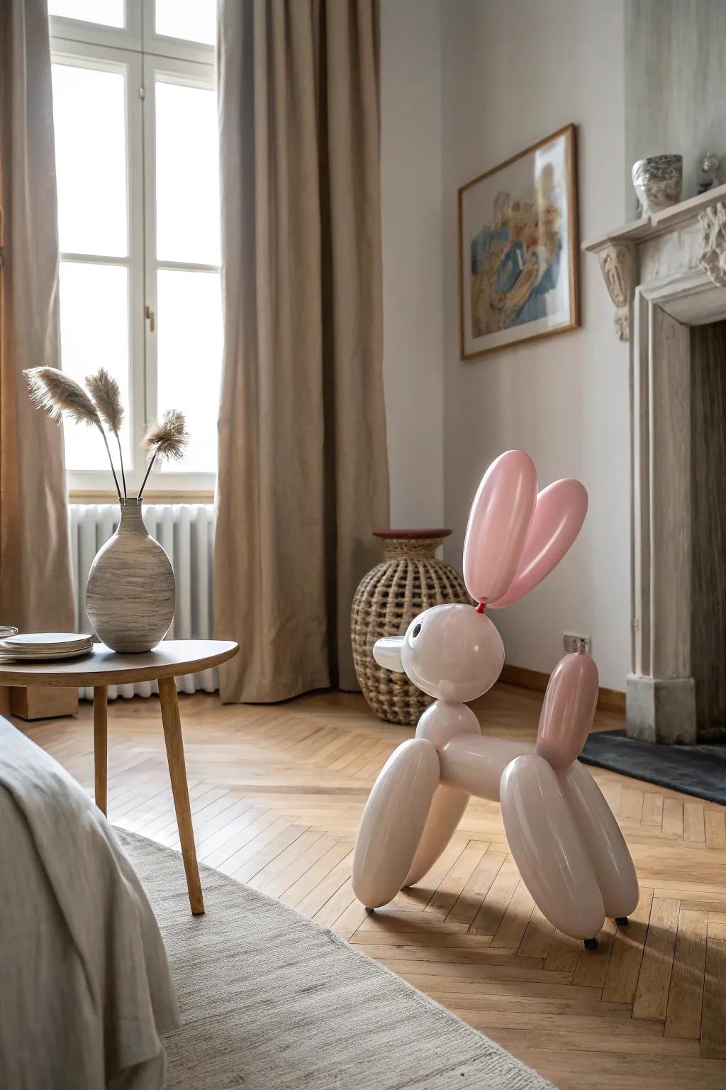 Let the fun take flight with a balloon dog sculpture that lifts spirits. 🎈 #PlayroomFun #CreativeDecor