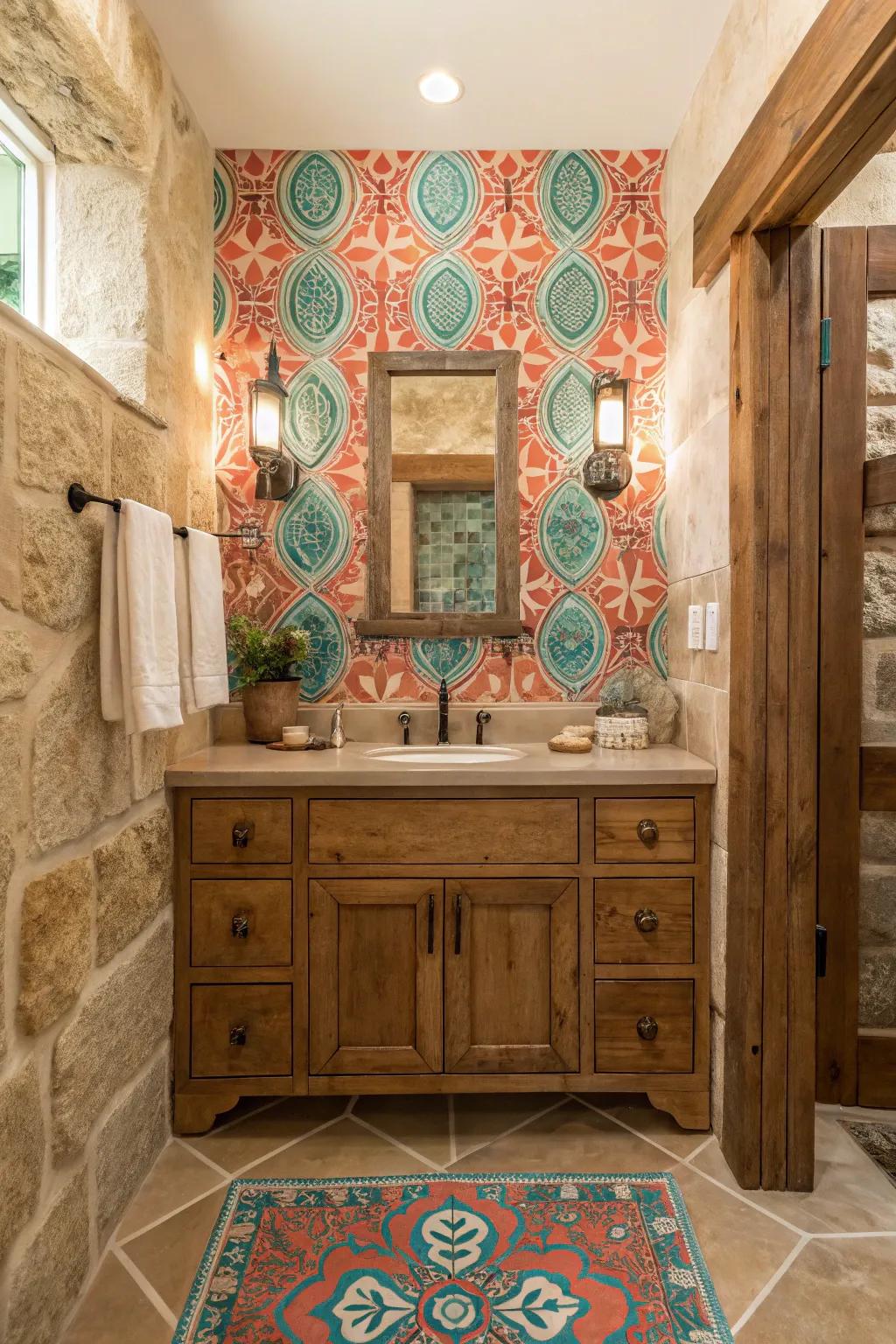 Transform your bathroom with a bold tile wall that commands attention.