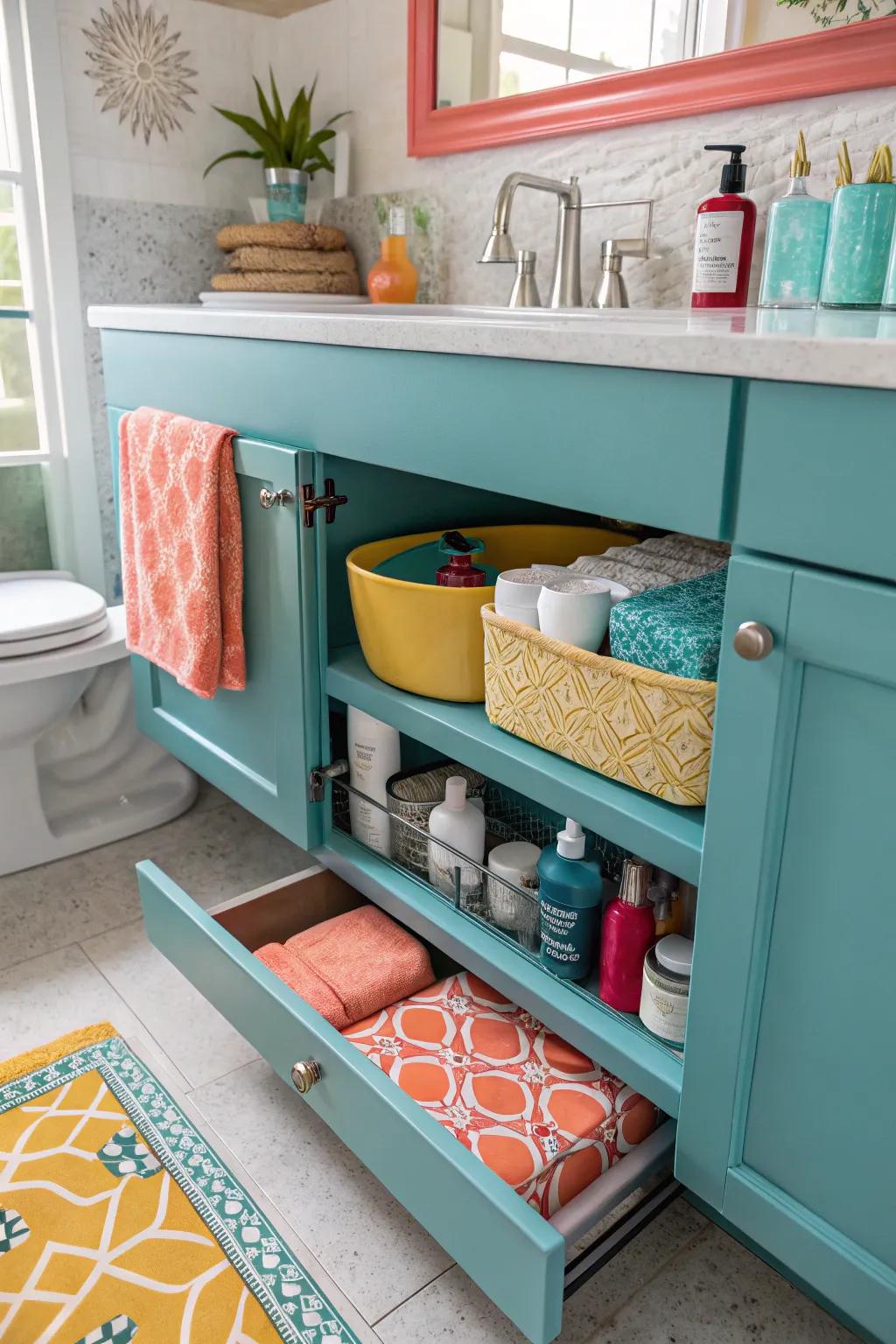 Achieve minimalist perfection with under-the-sink recessed storage that hides the clutter.