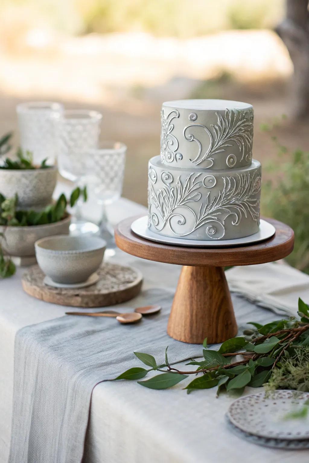 Abstract silver artistry that turns a cake into a statement piece. 🎂 #UniqueDesigns #PartyDecor