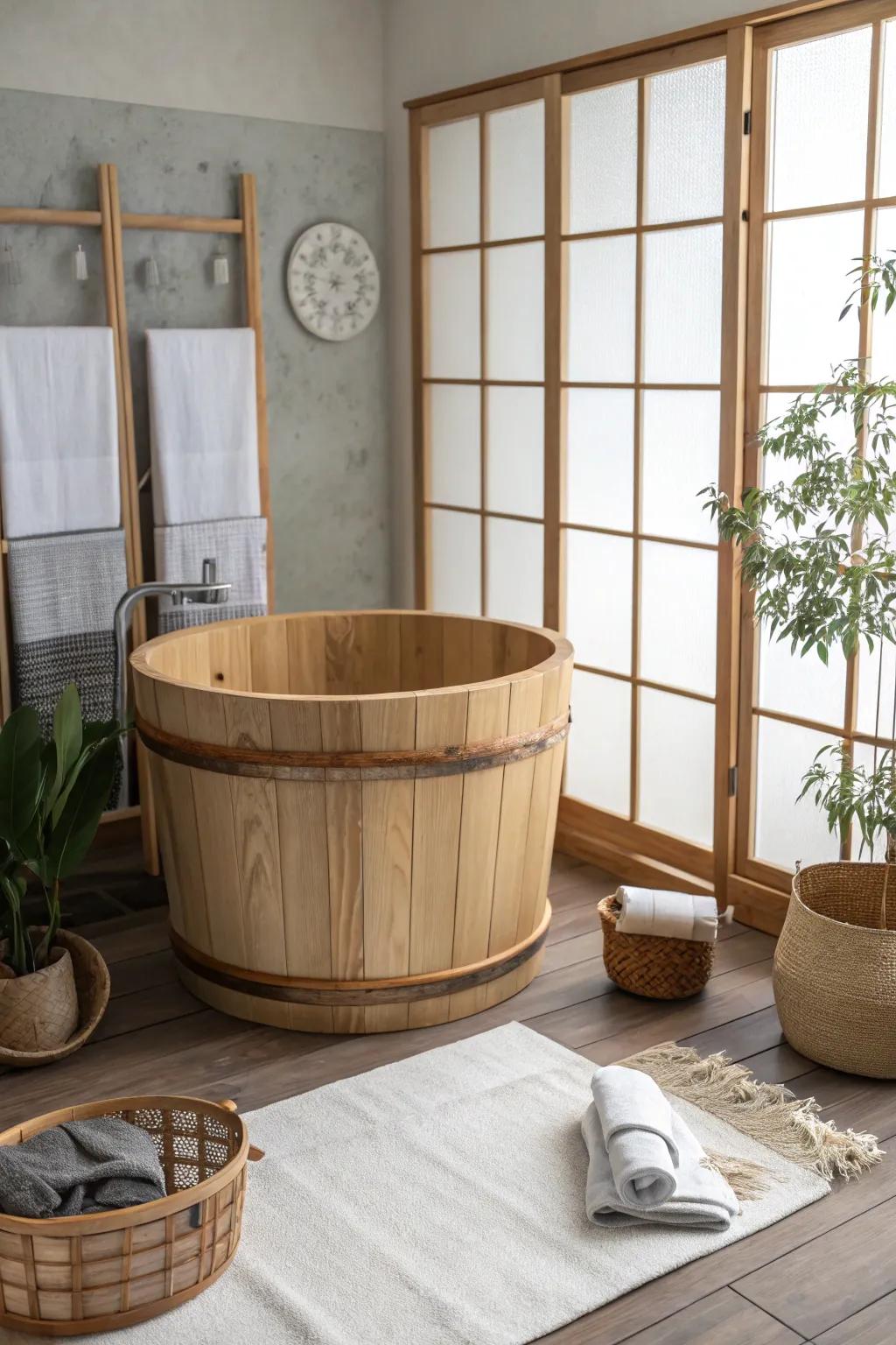 Japanese-inspired design infuses your bathroom with harmony and tranquility. #JapaneseDesign #ZenBathroom