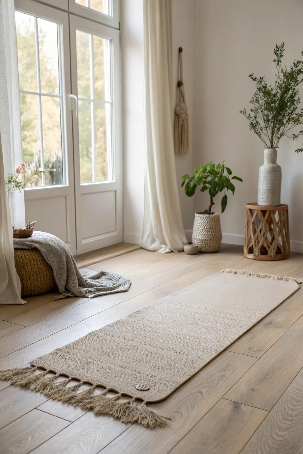 Cultivate a serene atmosphere that transforms your practice into a peaceful retreat. 🌈 #PeacefulVibes #YogaRoom