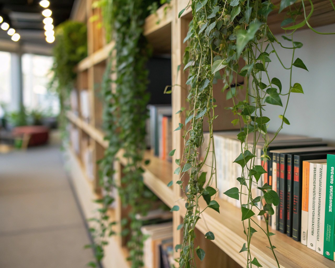 Enhance your shelves with shelf-appropriate plants that thrive in low or medium indirect light.