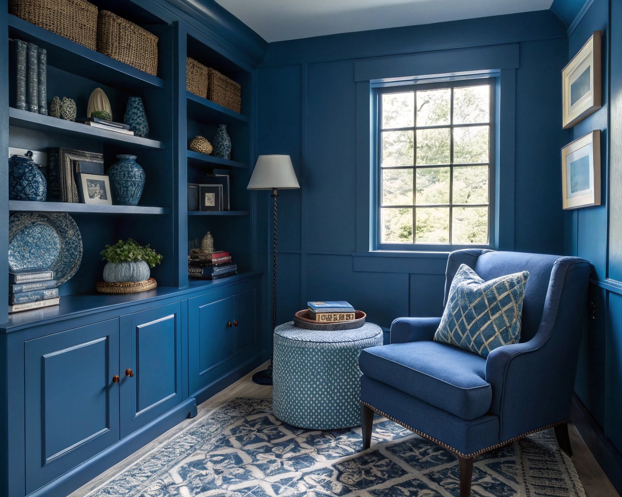 Maximize impact in small spaces with cohesive and bold color applications.
