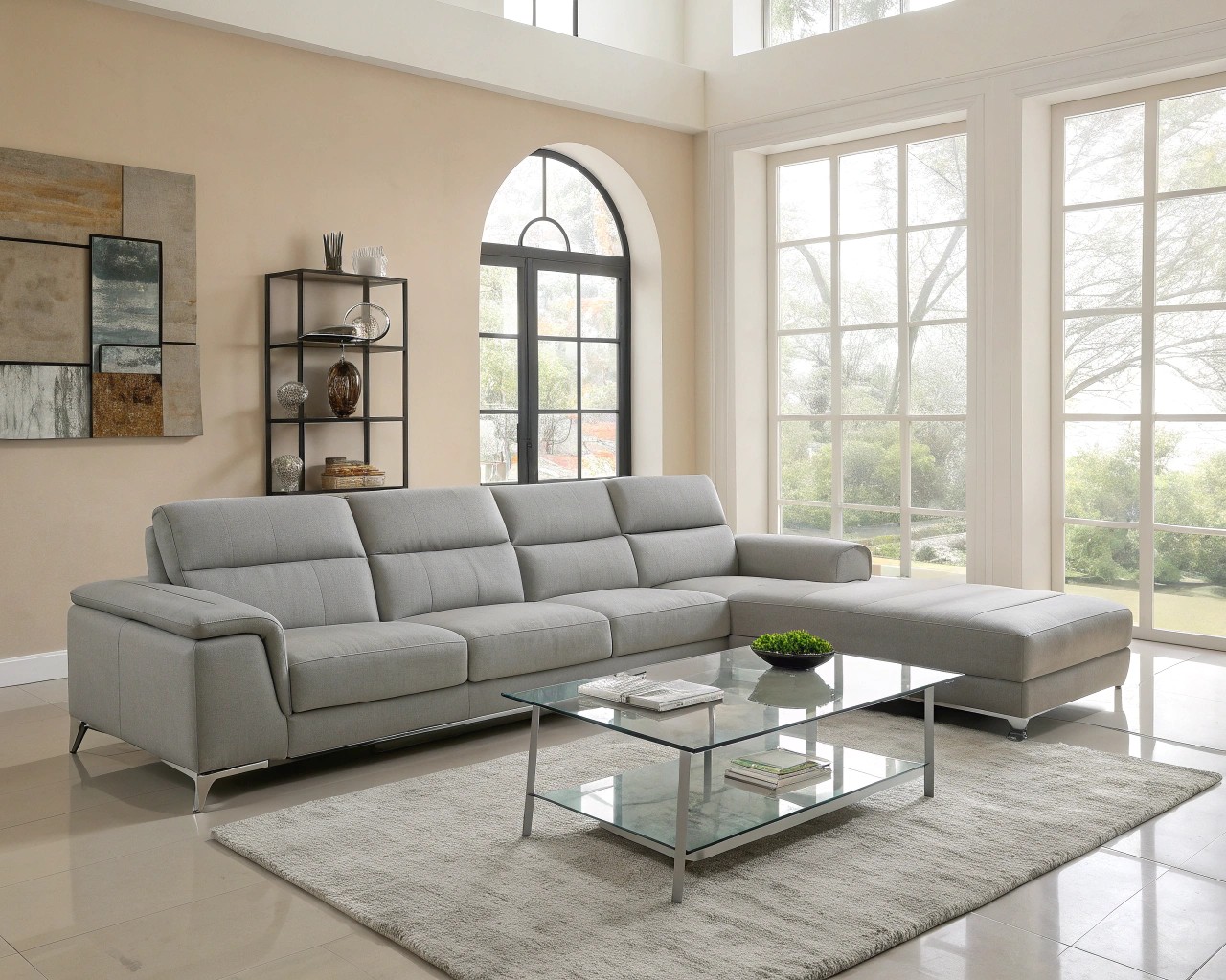 Modern design foundation: stark lines and minimalist furniture in a serene setting.