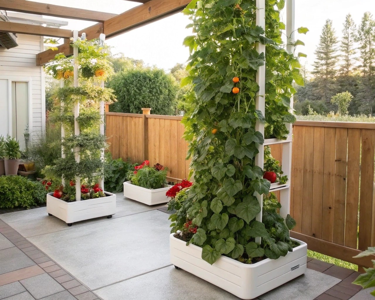 Vertical gardening maximizes space and minimizes resource use, perfect for urban environments.