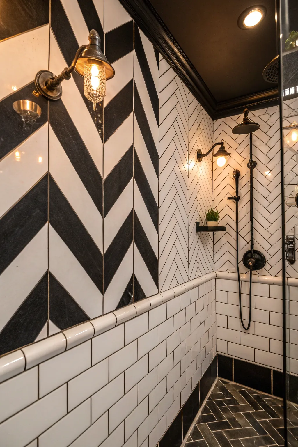 17+ Inspiring Black & White Shower Tile Ideas